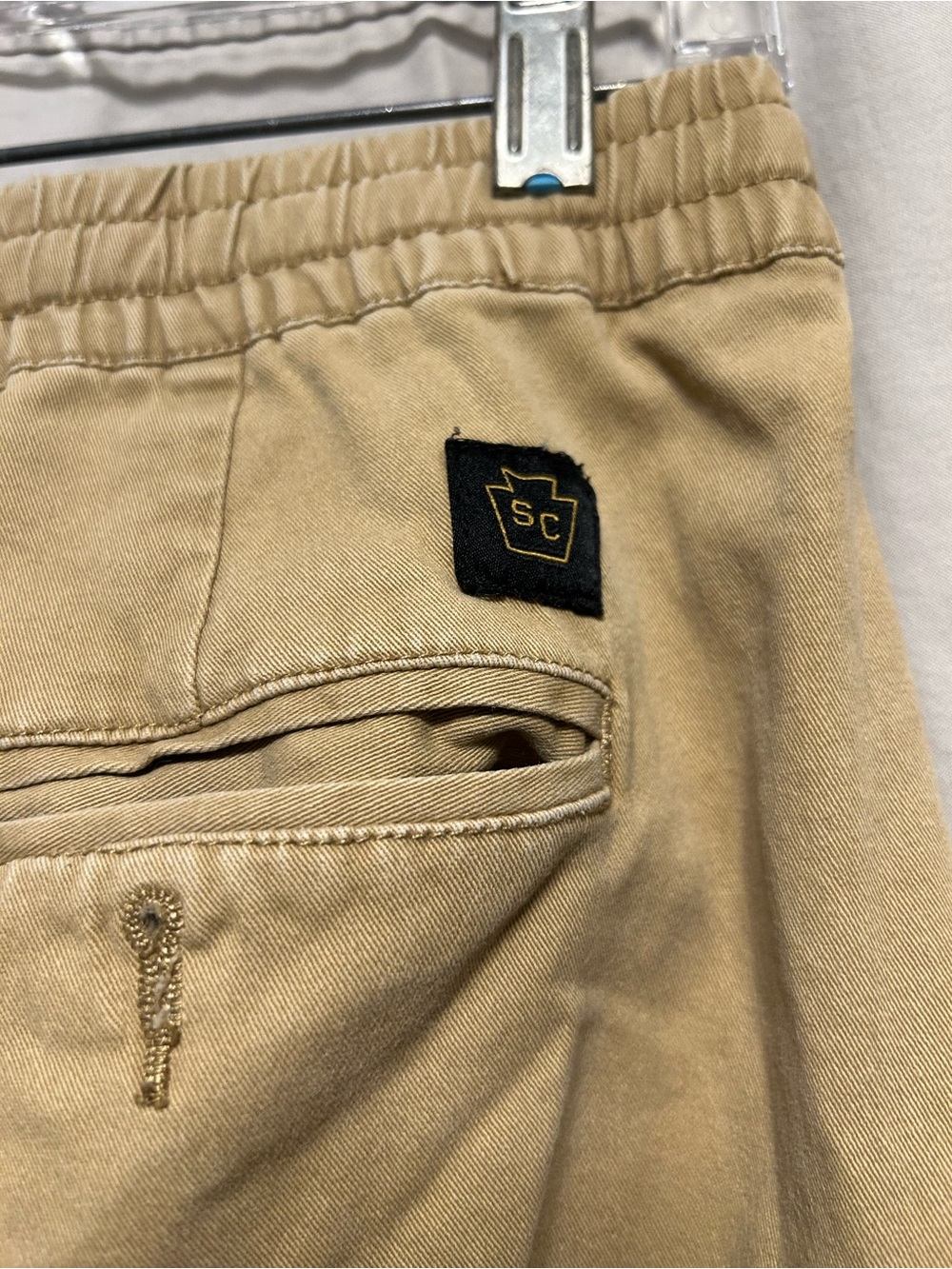 Steel City Men's Drawstring Chino Pants in Tan - Picture 4 of 5